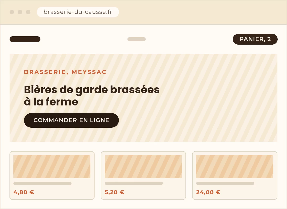Maquette de boutique en ligne : Brasserie du Causse, Meyssac