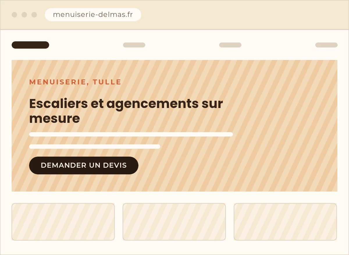 Maquette de site vitrine : Menuiserie Delmas, Tulle