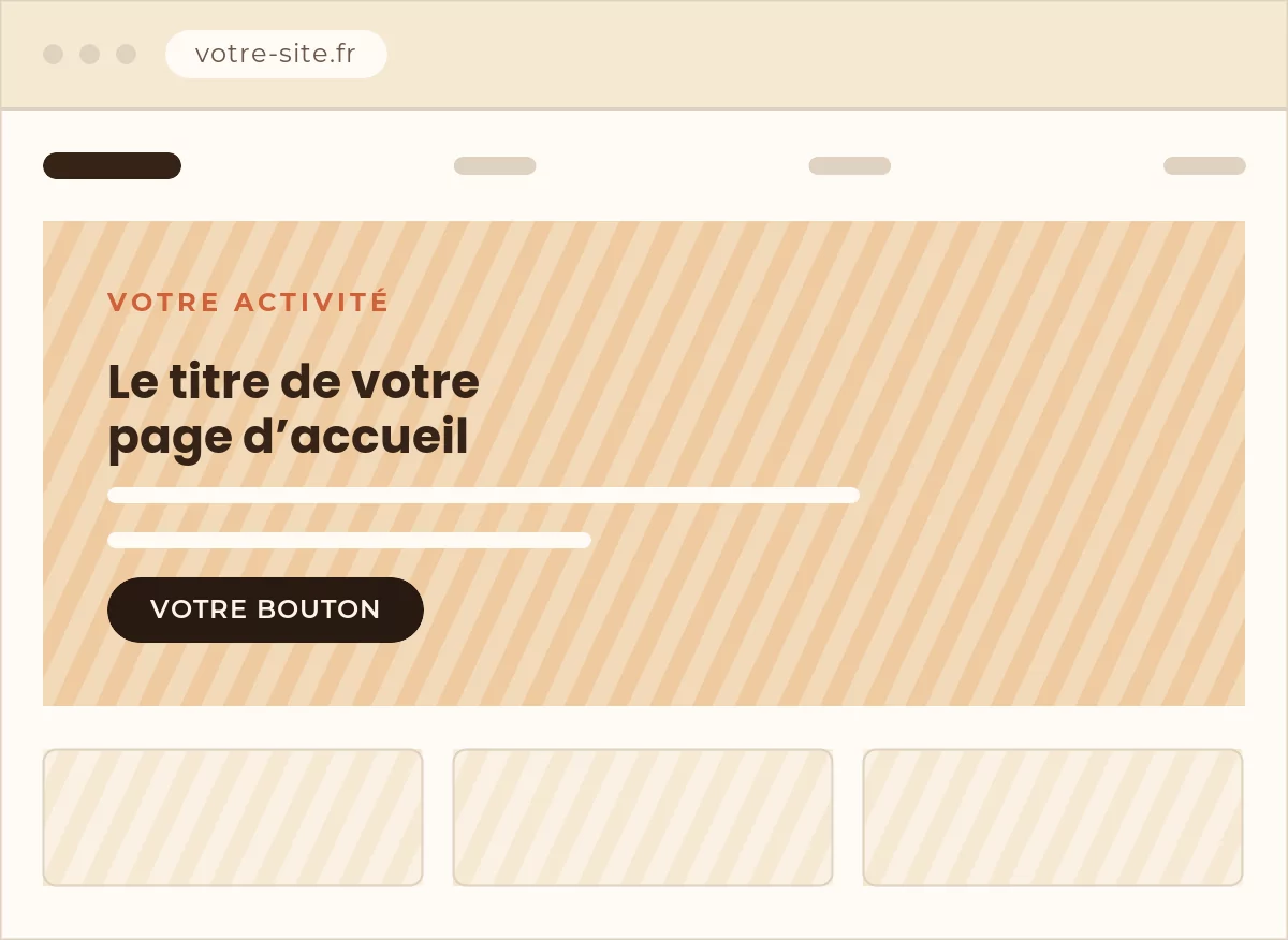 Maquette d’un site vitrine : exemple de mise en page, sans contenu client